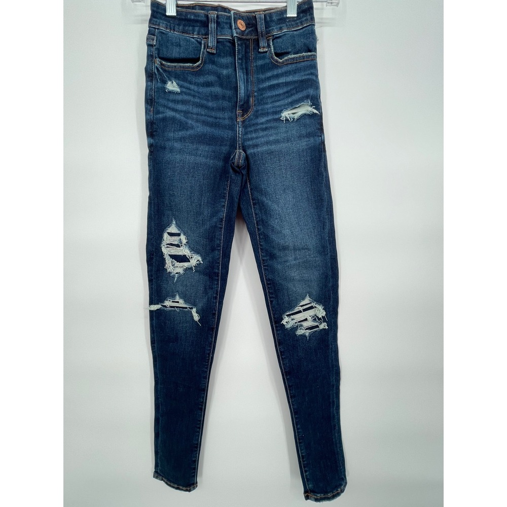 American‎ Eagle Super High-Rise Jegging Distressed Skinny Jeans Size 000